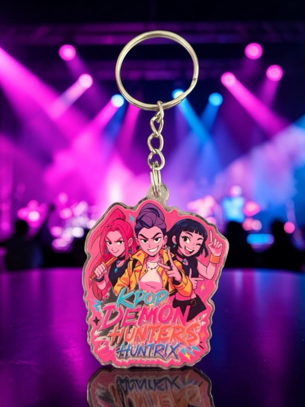 K-Pop Huntrix Demon Hunters Confetti Glitter Shaker Keychain